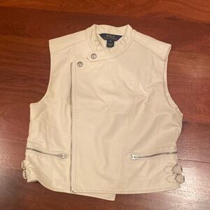 Cream Pleather Vest, Polo Ralph Lauren